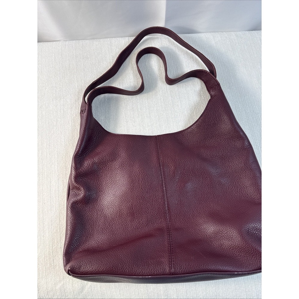 The Sak Huntley Leather Hobo Shoulder Purse Burgundy With Side Pocket